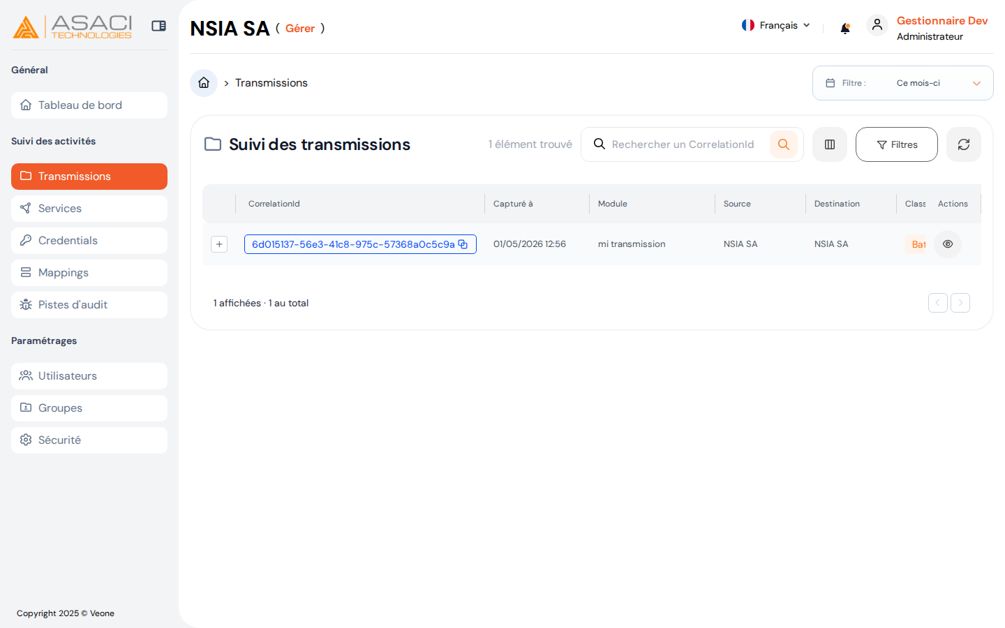 Suivi des transmissions